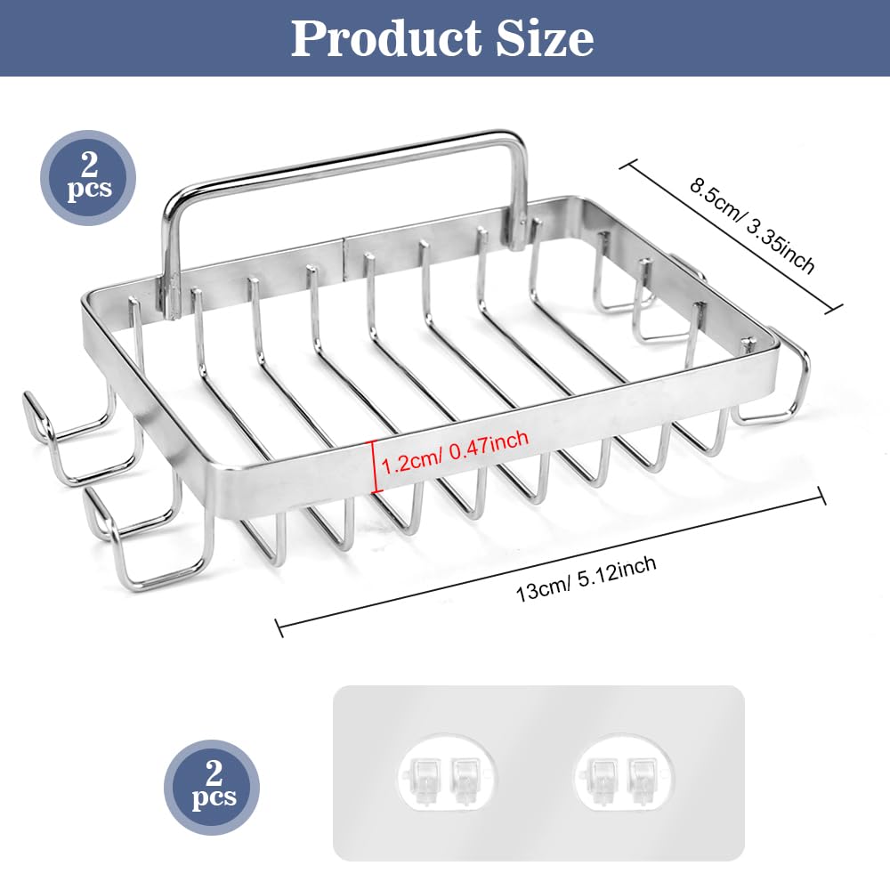2 Portasapone Autoadesivi In Acciaio Inossidabile - Senza Foratura, Per Bagno E Cucina - Foto 12