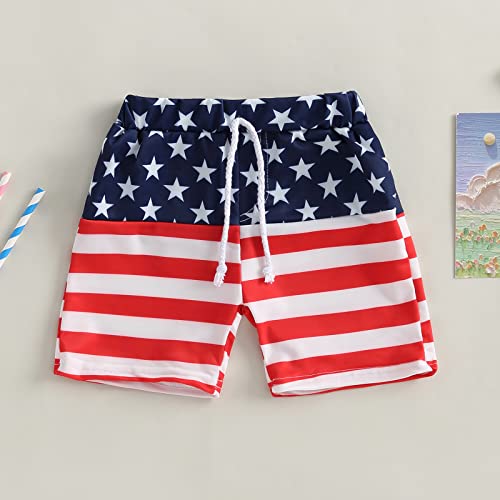 Kid Boy American Flag Swim Trunk Stars and Stripes Patchwork Swimsuit Batching Suit Drawstring Beach Swimming Shorts4