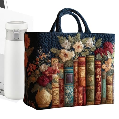 Generico Quilted Tote Bag - Book Floral Design Handbag Vintage...