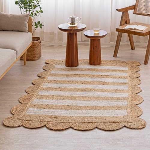Tapete HOMEMONDE de yute natural 5'x8' hecho a mano miniatura 2