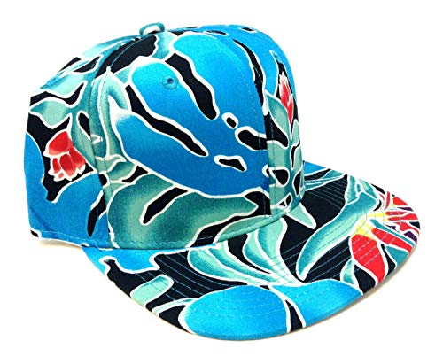August Caps Blue Coral Birds of Paradise Hawaiian All Over Floral Print Snapback