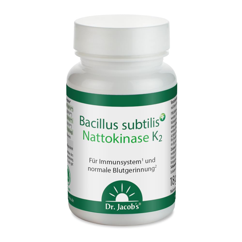 Bacillus subtilis plus I mit Nattokinase-Enzym und Vitamin K2 | Vitamin K₂ (all-trans MK-7), A, C und Zink I Für Immunsystem¹, Blutgefäße² und normale Blutgerinnung³ I 60 Kapseln I vegan