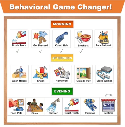 Kids Visual Schedule Magnets and Headings: SchKIDules 93Pc Home Collection for Daily Routines, Chores, Executive Functioning, Behavioral Supports, Communication-Good for Toddlers, ADHD, Autism - Image 6