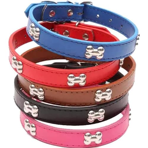 NEUSOP Collier en cuir réglable pour chien et chat, collier pour animaux domestiques M, Jaune, Uni, Unisexe – vue 5