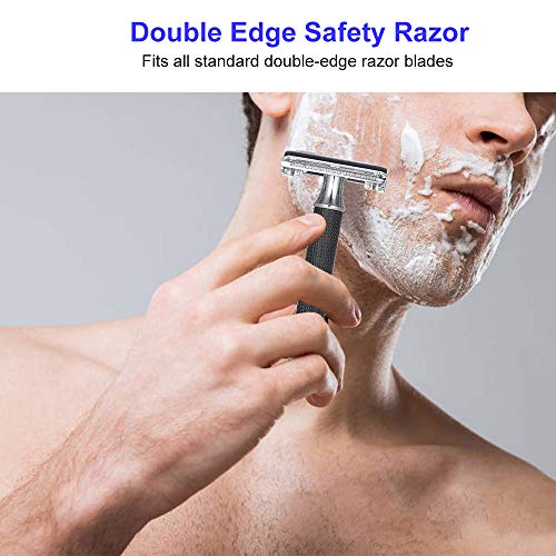 Andoer Máquina de barbear de lâmina dupla borboleta aberta para homens barbeador manual clássico par