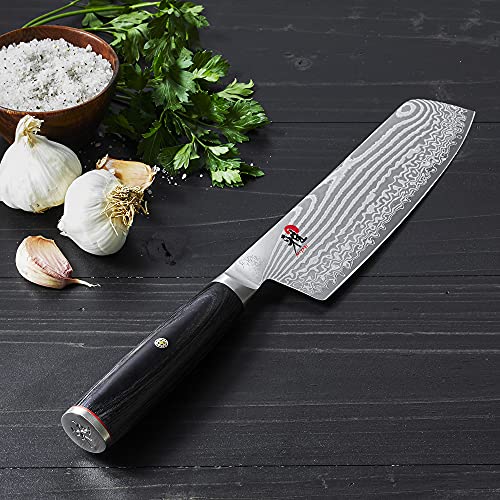 Miyabi Kaizen II Japanese 6.5-inch Nakiri Knife, Vegatable Knife, Black Pakkawood Handle, 48-Layer Flower Damascus Pattern, Handrafted in Seki, Japan by MIYABI - Used condition - Image 2