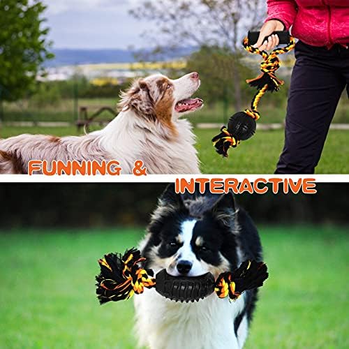 Yipetor Durable Dog Chew Toys, Rubber Bone Toy Set, Pet Cotton Knot Rope, Indestructible, Aggressive, Interactive Tug of War, Puppy Teething, Gift for Small/Medium Dogs (6 PACK)