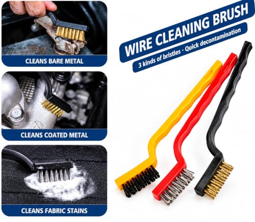 Image of 10pcs Auto Car Detailing Brush Set,Car Interior Cleaning Kit,Including 5pcs Car Detailing Brushes, 3pcs Wire Brush and 2pcs Different Soft Bristle dusting Brush for car Interior