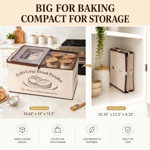 XL Bread Proofing Box Foldable Bread Proofer 23.6" Long Sourdough Warmer - 2