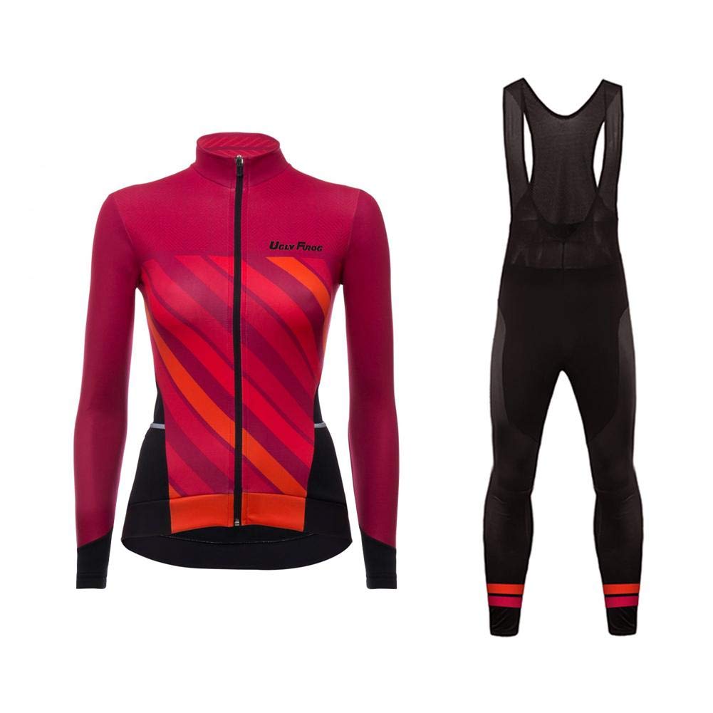 UGLY FROG Klassisch Radtrikot Damen Set Langarm Mode Herbst Sport & Freizeit MTB Fahrradbekleidung Radsport Hemd Polyester Bike Radlerhose Hervorragende Leistung CXWX03F
