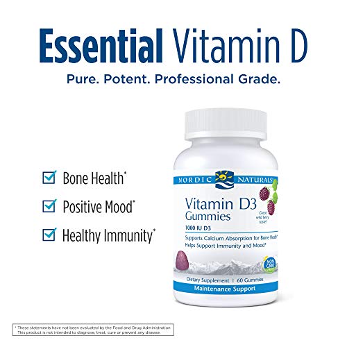 Nordic Naturals Pro Vitamin D3 Gummies, Wild Berry - 60 Gummies - 1000 Iu Vitamin D3 - Great Taste - Healthy Bones, Mood & Immune System Function - Non-Gmo - 60 Servings #TOP2