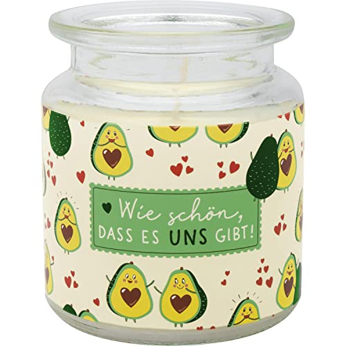 H:)PPY life 47566 Bougie en verre Motif avocat, parfum vanille, hauteur 9 cm, étiquette cadeau Cover