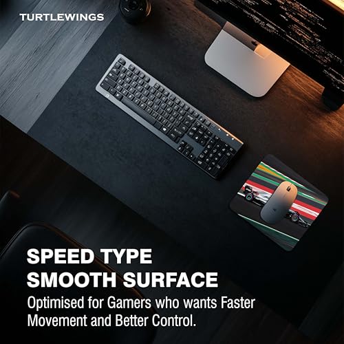 Image of TURTLEWINGS | Mousepad | Formula One F1 Race Car on Track Mousepad - 22x18 cm, 3mm Thick | Dynamic Print Non-Slip Rubber Base | Office, Study & Gaming Use | Premium Smooth Surface (f1 Track Car)