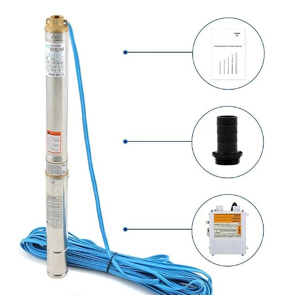ZYIY 3 Inch Bore Deep Well Submersible Pump 110V 1/3HP Water Well Pump 157ft Head 18.5GPM Impeller Deep Well Pump with External Control Box for Water Tower Industrial Agricultural Irrigation Home Use by ZYIY - Image 2