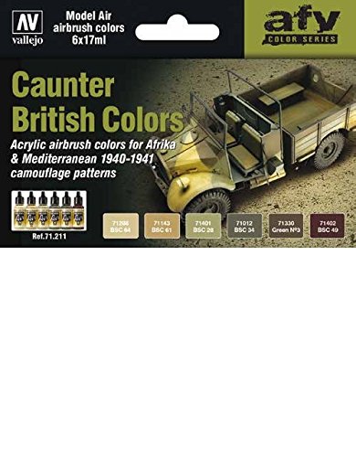 Vallejo Model Air Set - British Caunter Colors, 17 Ml (Pack Of 6) #TOP4