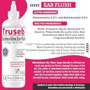 All Natural Ear Flush for Dogs & Cats, 0.2% Ketoconazole & 0.2% Chlorhexidine Ear Flush and Vet-Strength Ear wash with a Light Scent (USA) (Ketoconazole & Chlorhexidine Ear Flush, 12 oz) All Natural Ear Flush for Dogs & Cats, 0.2% Ketoconazole & 0.2% Chlorhexidine Ear Flush and Vet-Strength Ear wash with a Light Scent (USA) (Ketoconazole & Chlorhexidine Ear Flush, 12 oz)