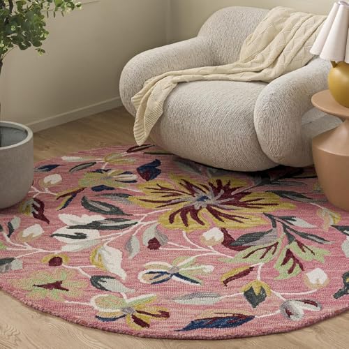 Image of Sifa Carpet Traditional Floral Round Area Rug - Hand-Tufted New Zealand Wool Circular Carpet for Dining Room & Bedroom Weight -60 Pund, Size-10x10 Feet (120x120 Inch Round)