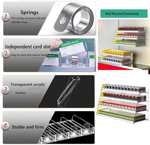 Cigarette Display Rack Acrylic Transparent Cigarette Display Rack Space Saving Assembled,Cigarette Display Rack with Automatic Push Mechanism, Acrylic Retail Organizer for Desktop, Holds Up image 4