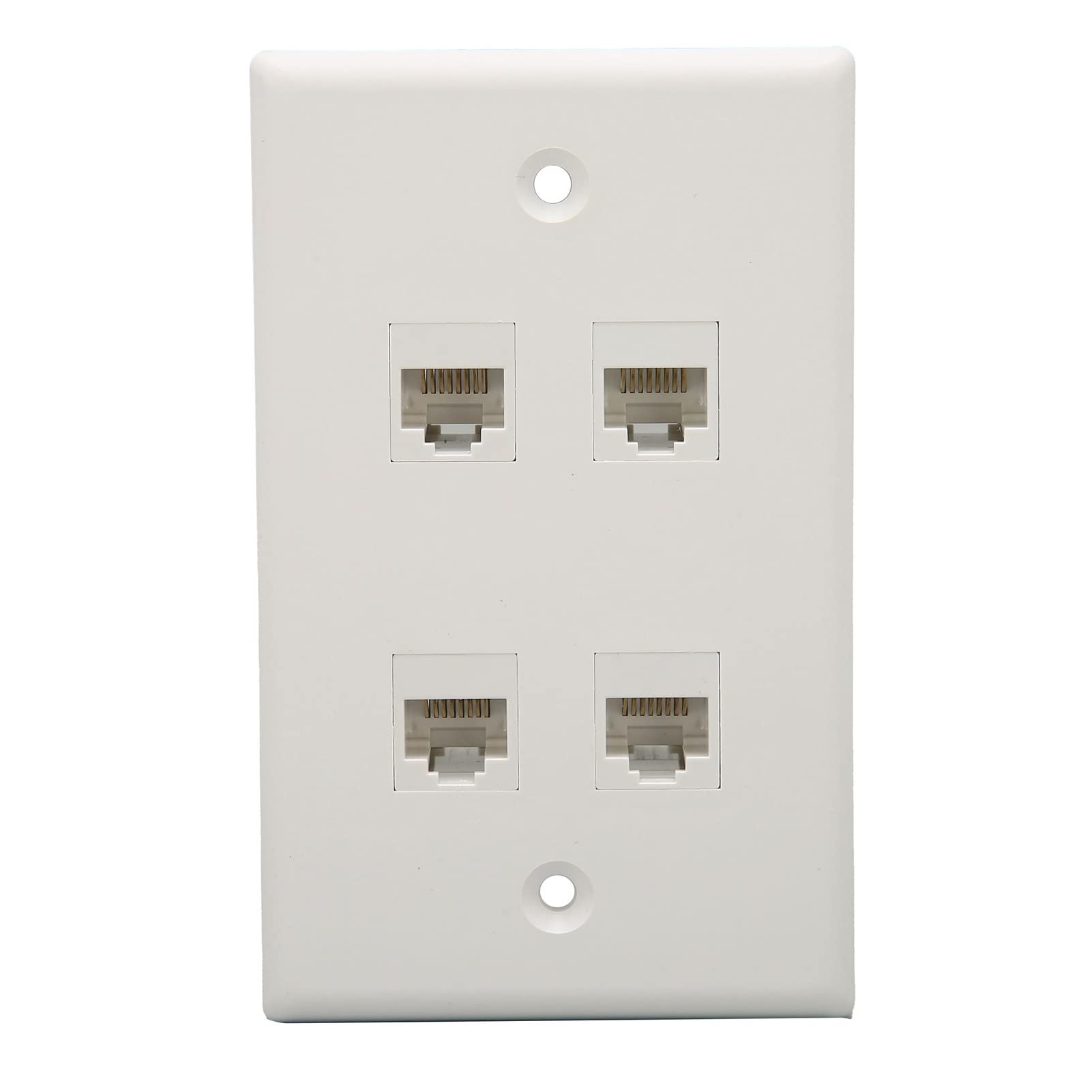 Piastra da Parete Ethernet 4 Porte, Piastra da Parete Jack Keystone Cat6 con Inserto Accoppiatore in Linea Keystone RJ45, da Femmina a Femmina, Bianco