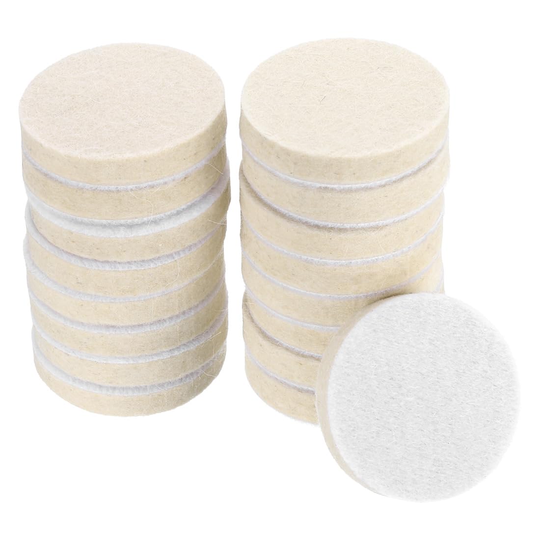 uxcell 2-Inch Wool Felt Polishing Pad, Buffing Wheels Polish Pad, Flocking Hook & Loop Back for Random Orbital Sander 17Pcs