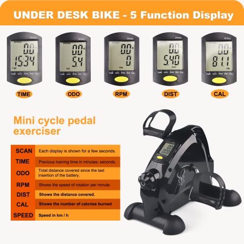 Icedeer Under Desk Bike Pedal Exerciser - Portable Mini Exercise Bike Desk Cycle For Legs/Arms Exercise, Foot Pedal Exerciser For Seniors With Lcd Screen Display #TOP1