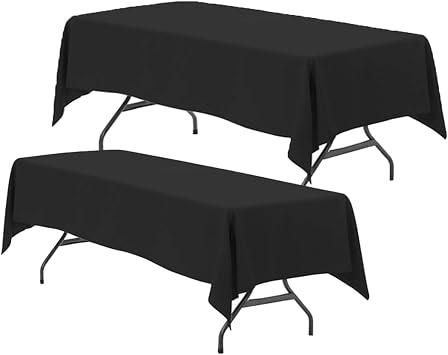 YOUR CHAIR COVERS - Pack of 2 60 x 102 inch Rectangular Polyester Tablecloth - Black, Premium Seamless Wedding Table Cloth for 6 ft Rectangle Tables, Ideal for Wedding and Other Events