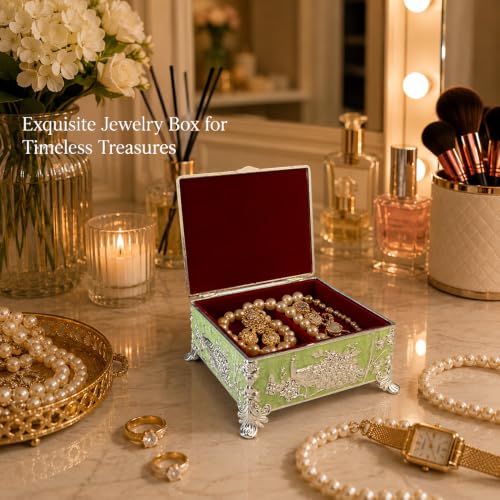 Image of Diviniti Silver Plated Peacock Decorative Box with Premium Gift Box | Luxury Multipurpose Storage Box for Home Decor, Sweets & Corporate Gifting (Green)