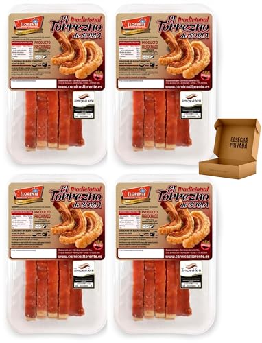 Torreznos de Soria Preparados - Envío 24 h - Listo para Freir -Panceta Semicurada y Adobada- Fácil de preparar. Medalla de Oro -Seleccionados por Cosecha Privada (4 x Pack 400g)