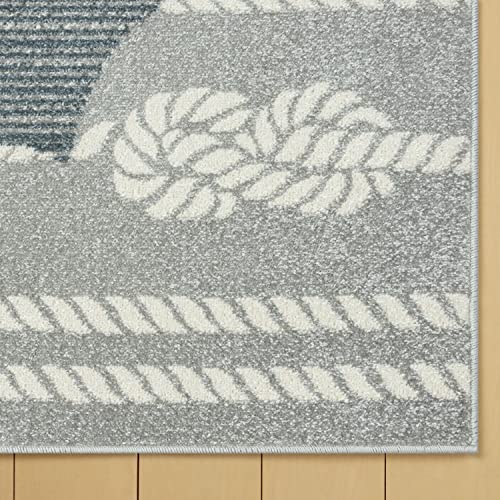 Home Dynamix Marine Anchor Coastal Anchor Indoor/Outdoor Rug, Grey/Ivory, 5'2"X7'2" #TOP7