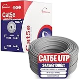 Cables Direct Online 1000ft Cat5e Solid 24AWG Cable UTP Cat5 Bulk Pull Box Network Copper Clad Aluminum Wire (Unshielded (UTP), Grey)