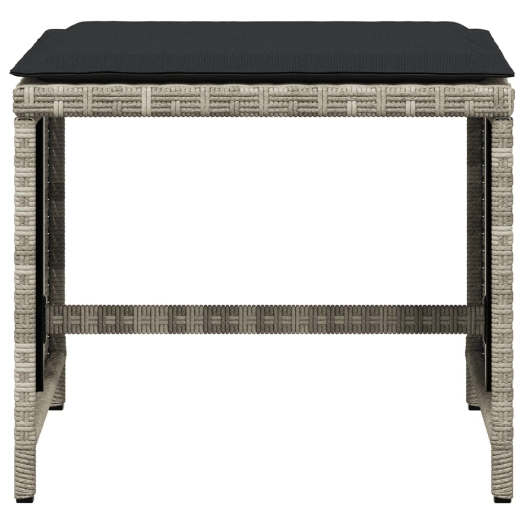 Tidyard Tabourets de Jardin Coussins Lot de 4 Gris Clair résine tressée, Tabouret pour Salon de Jardin Exterieur, Repose-Pied Siège de Jardin, Pouf pour Patio, Terrasse, Balcon Camping, Extérieur