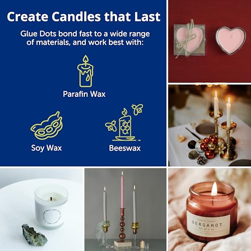 Image of Glue Dots, Candle Dots, Double-Sided, Permanent, 1 /2 inch, 300 Dots, Heat-Resistant Adhesive, DIY Candle-Making, Secure Candle-Wick, Liquid Hot Glue Alternative, Clear