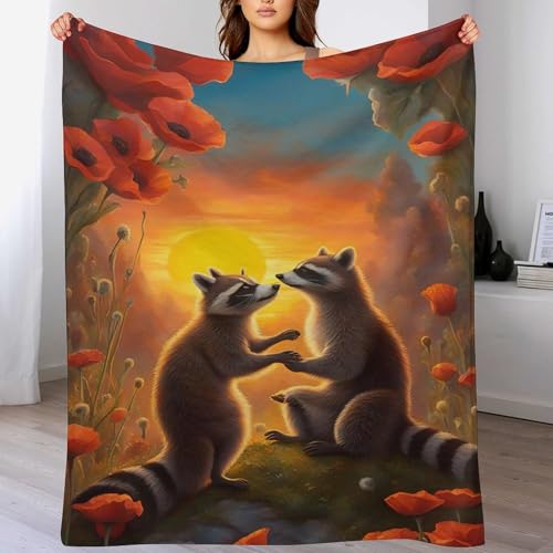 Couverture de canapé Raton Laveur en flannel pour soirée cocooning