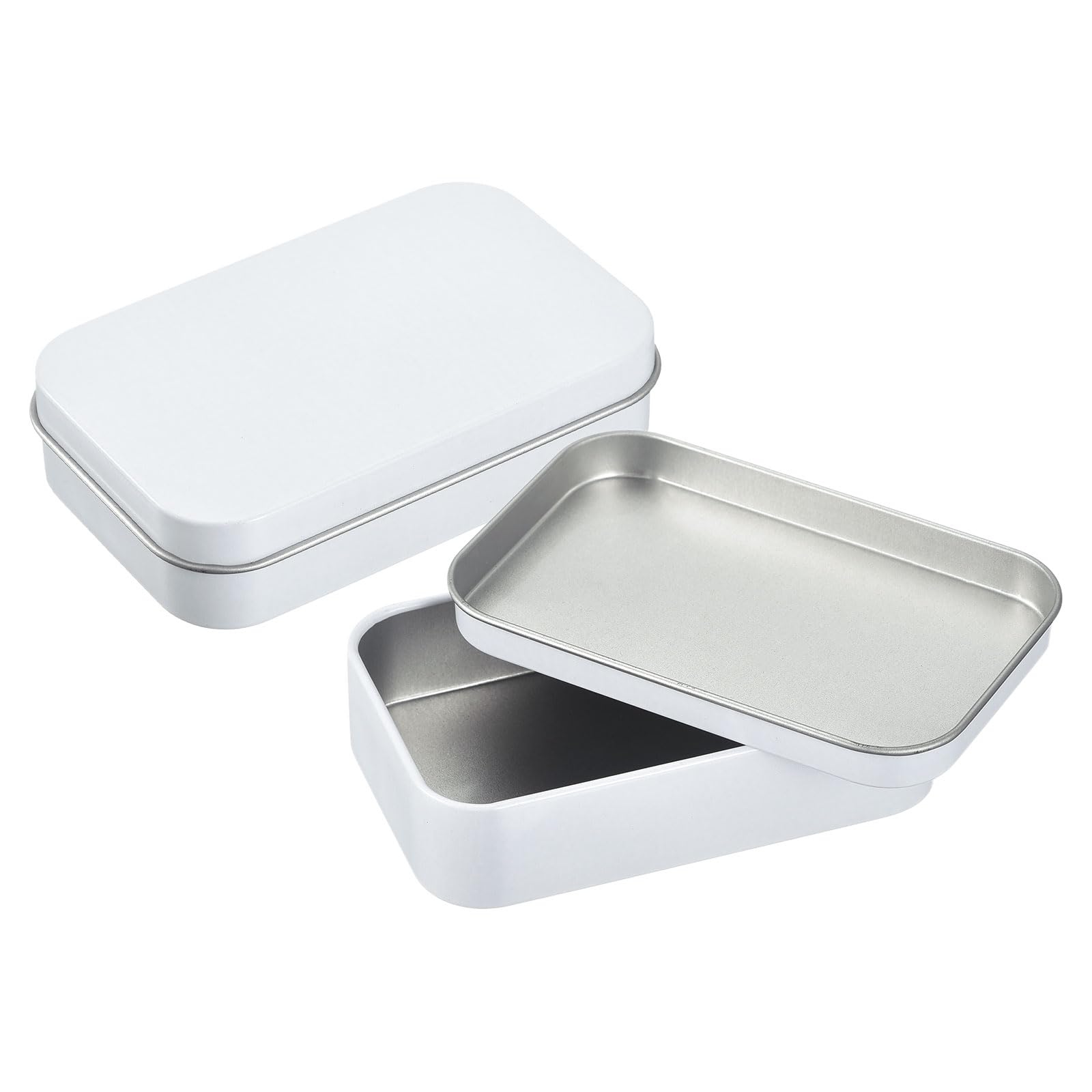 Boîtes de rangement en métal avec couvercle blanc mini boîte rectangulaire loisirs créatifs 3pcs