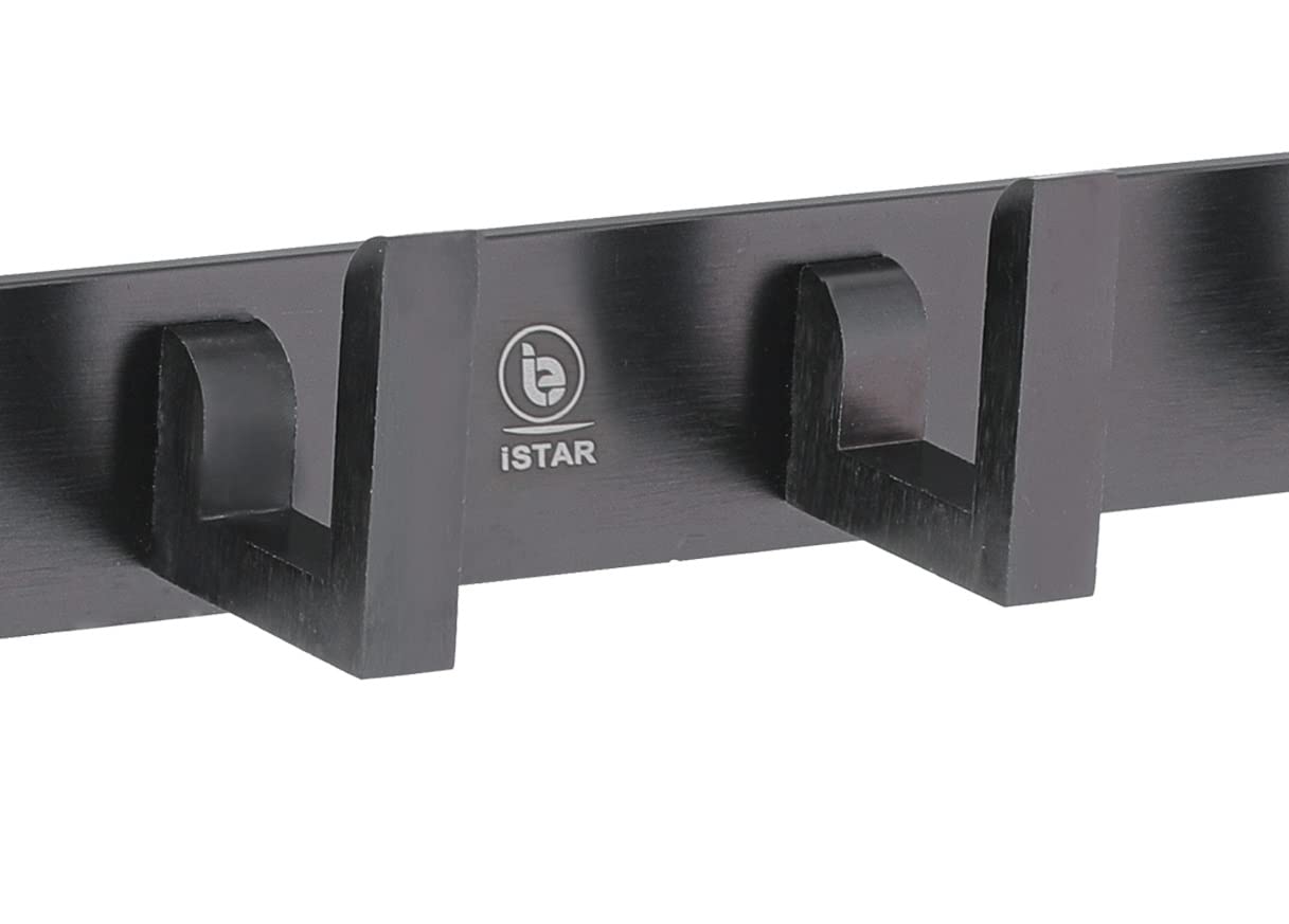 iSTAR 6 Pin Wall Hook Rack β Pack of 3 (Black) | Heavy-Duty Metal Wall Mounted Hooks | Bathroom, Bedroom, Kitchen & Entryway Organizer 4