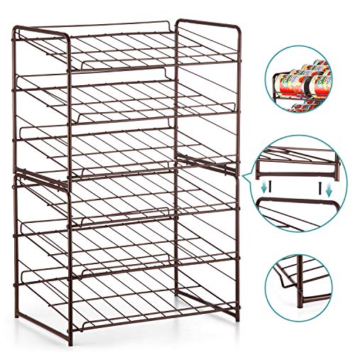 Auledio 3 Tier Can Rack, Stackable and Adjustable Multi-Function Cabinet Basket Organizer,Bronze