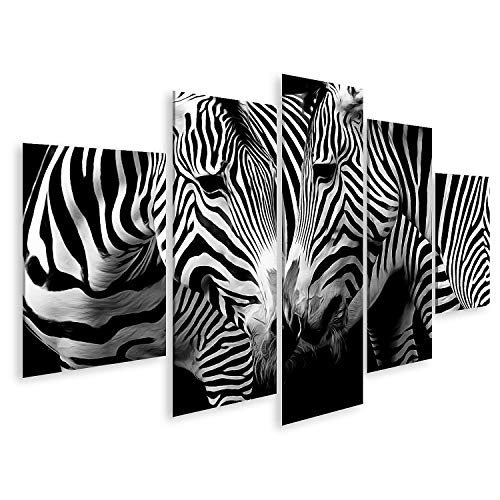 islandburner Cuadro en Lienzo Cebras enamoradas en Blanco y Negro Cuadros Modernos Decoracion Impresión Salon