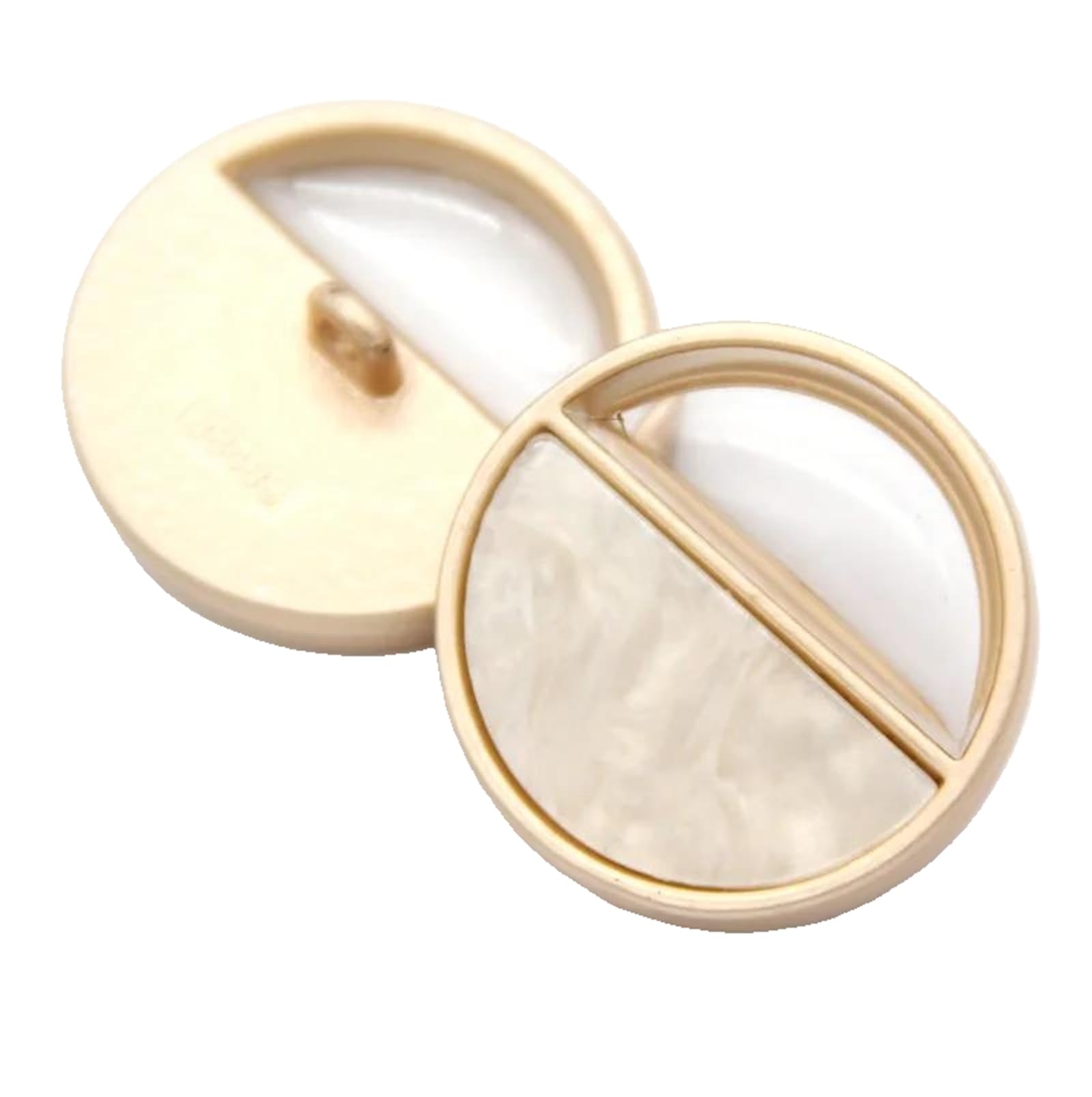 Round Transparent Gold Metal Sweater Buttons Sewing Accessories, Transparent - Beige, 20mm 6pcs