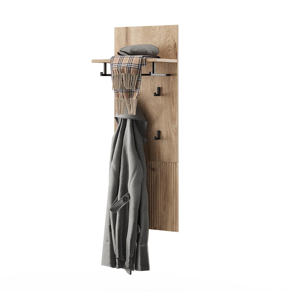 Vicco Appendiabiti da parete Eliza, Quercia vichinga, 43 x 120 cm, per montaggio a parete con più ganci per riporre