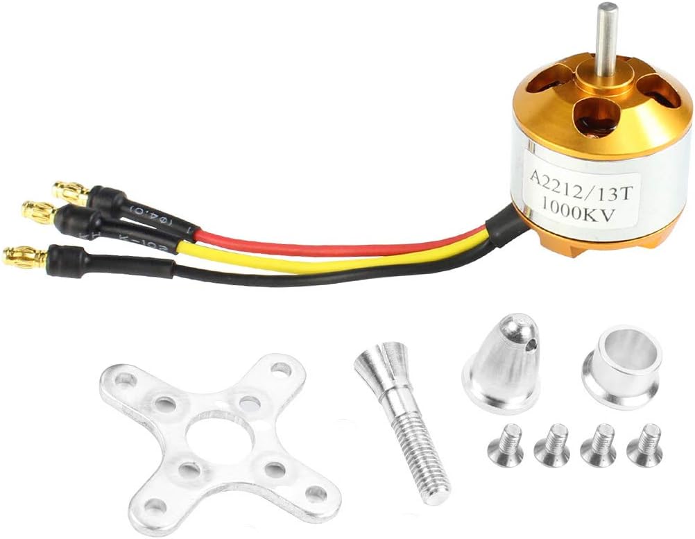 Qwinout A2212 1000KV Brushless Outrunner Motor 13T with 3.5mm Male Banana Bullet for RC DIY Aircraft Multi-Copter Quadcopter Drone (1 Pcs)