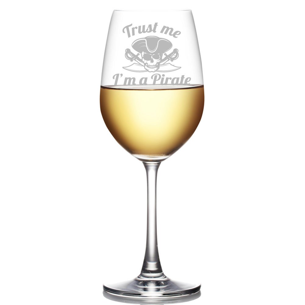 Trust Me I'm A Pirate Engraved 18-ounce Wine Glass