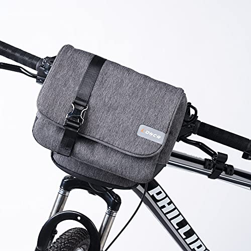 Lohca Fahrrad Lenkertasche Multifunktion Einfach zu Zerlegen, Fahrradtasche Fahrradlenker Tasche Vorne mit Schultergurt Fahrradausrüstung City Pendler- Freizeitfahrräder MTB Rennräder Grau Cover