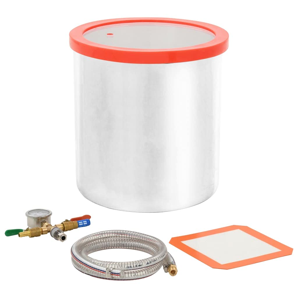 vidaXL Vakuumkammer mit Deckel Entgasungskammer Harzfalle Vacuum Chamber Vakuumpumpe Unterdruckpumpe Vakuum Pumpe Edelstahl 18,9L 29,5x30cm 1/4 Zoll