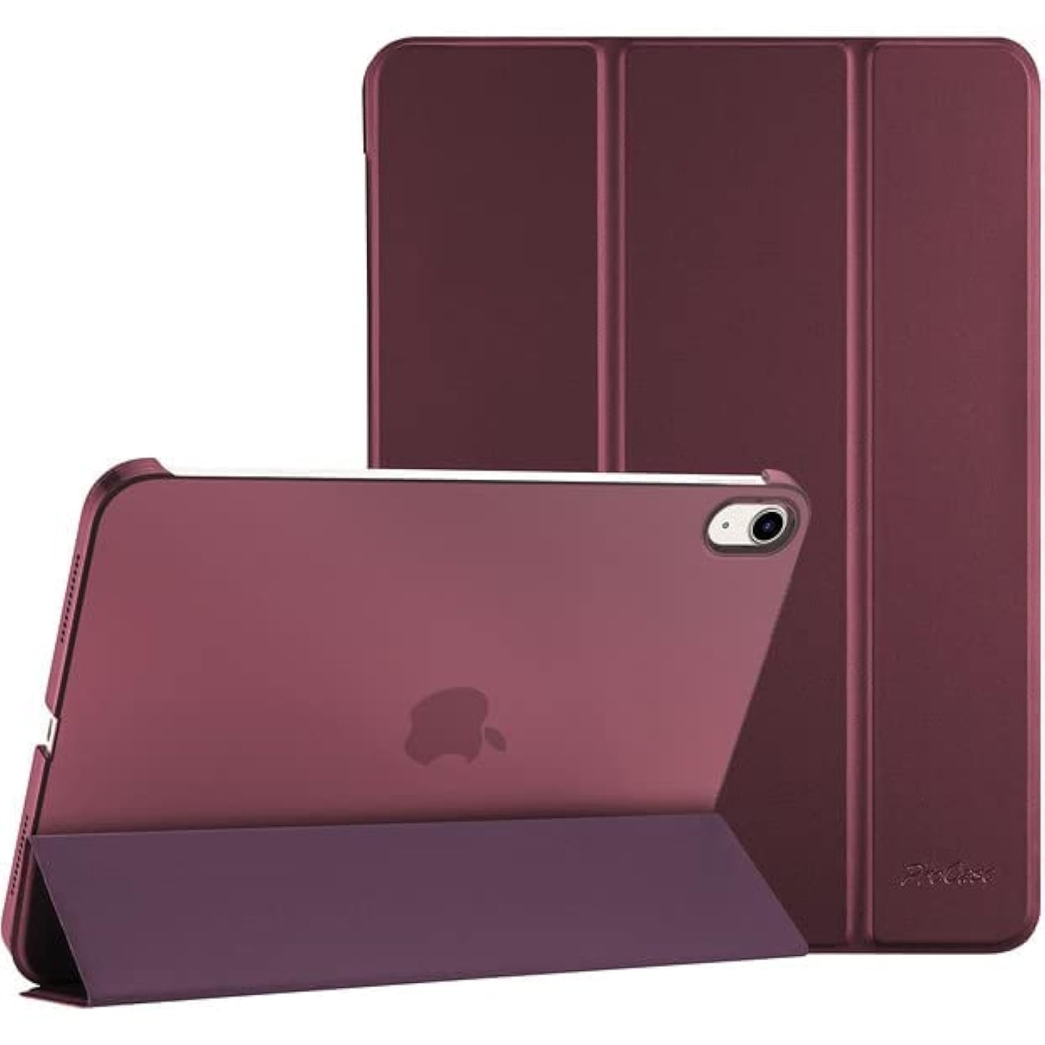 ProCase for iPad (A16) 11th Generation 11 Inch 2025/ iPad 10th Generation 10.9 Inch 2022 Case, Slim Smart Cover With Translucent Hard Shell Back, Supports Touch ID, Auto Wake/Sleep -Wine