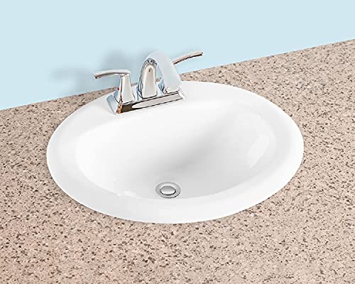 Gele 2017, 20''x17'' Oval Drop in Bathroom Vessel Sink, 3 Faucet holes w/ 4'' Punching , Modern Style Porcelain Ceramic Counter Top Basin, White Vanity Sink