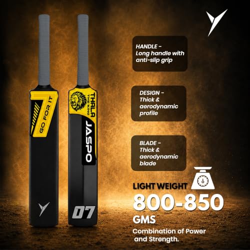 Image of Jaspo Thala Cricket Bat Hard Plastic Tennis Cricket Full Size Bat (34 X 4.5 Inches) for All Age Groups (Thala)