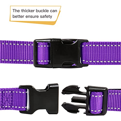 Image of HEELE Dog Collar, Reflective Dog Collar, Soft Neoprene Padded Breathable Nylon Pet Collar Adjustable for Small Dogs Puppy, Purple, XS(7.87-11.81 inch)