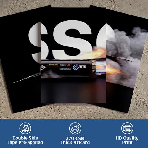 Image of SoulAbiti 3-Piece Thrust SSC Wall Art World Land Speed Record Jet Car Printed Poster- Large Engineering Triptych Posters - Racing Decor for Room, Office & Garage