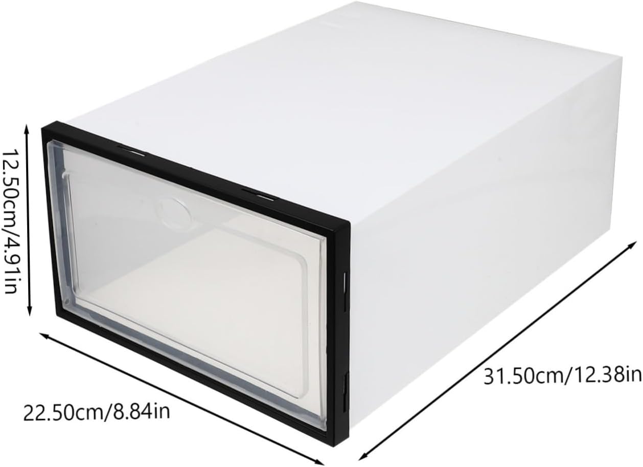 4Pcs Thick Plastic Shoeboxes Waterproof Dustproof Storage Boxes for Shoes and Sundries Stackable Organizer for Home Use