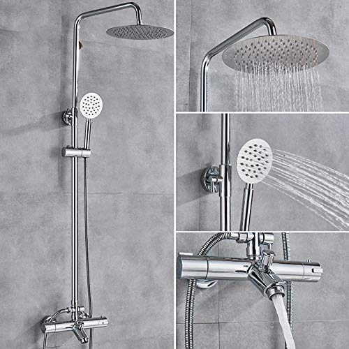Mitigeur thermostatique chrome orientable à 360 avec douche de tête pluie continue - 2